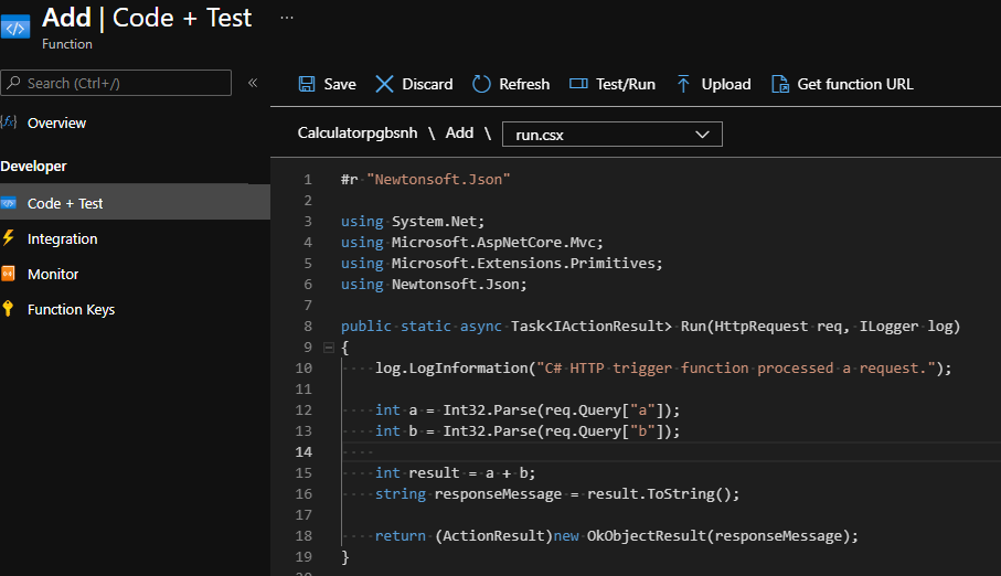 Azure Function code